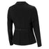 Black blazer with lace detailing on a white background